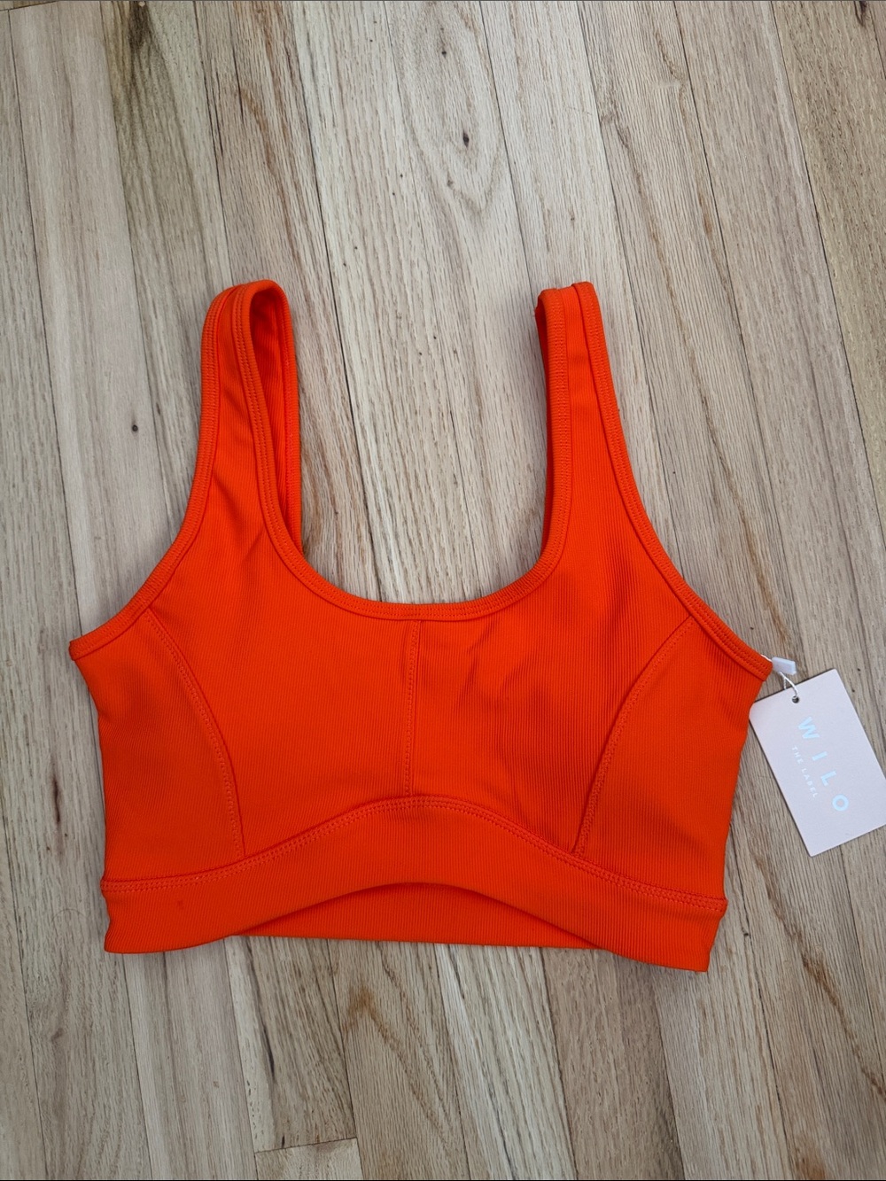 NWT Wilo Bright Orange Rib Contour Bra, Small
